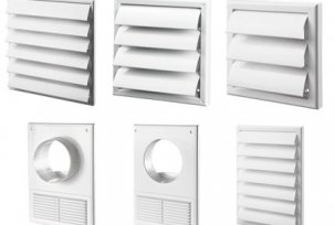 Types and sizes of plastic ducts for ventilation, elements, grilles, hatches