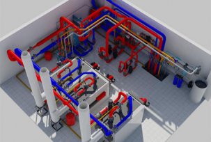 Varieties of heating distribution schemes in a multi-storey building