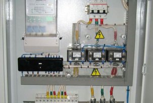 How to connect a three-phase meter through a current transformer - diagram