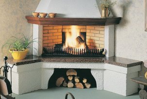 Corner fireplaces for a private house